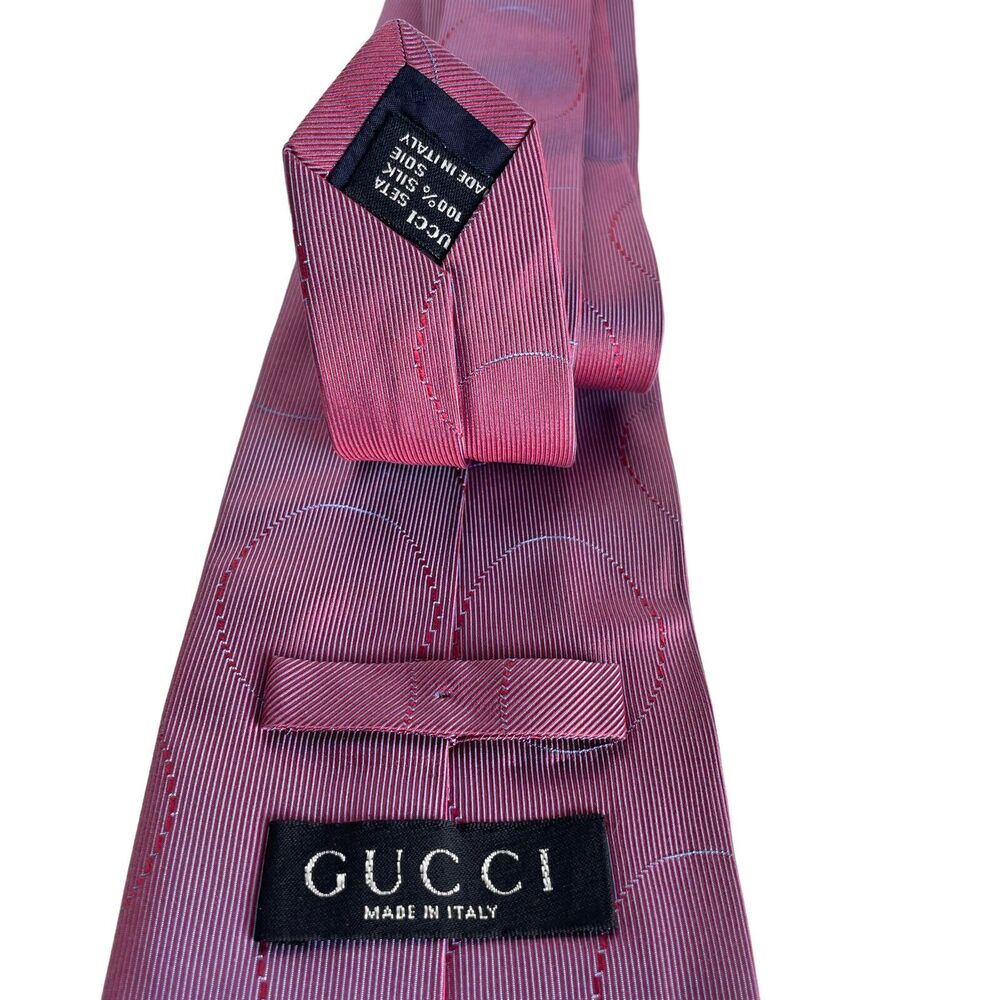 Gucci Men's Lavender & Pink Woven Texture Silk Tie Made in Italy EUC - Picture 10 of 10